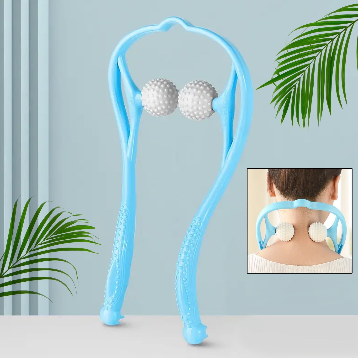 Neck Massager For Cervical pain Mannual, Portable Silicone Massager With 6 Roller Balls Neck, Shoulder, Back & Knee Legs Waist Neck And Shoulder Relaxer.